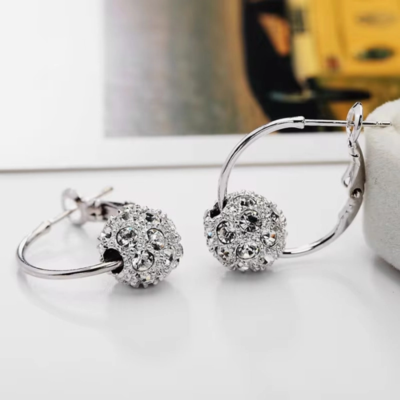 Product image KAHASIL - Anting Tusuk Titanium Wanita Anti Karat dan Luntur Bola Kristal Stud Hoop Earrings KH086 all variant RAINBOW
